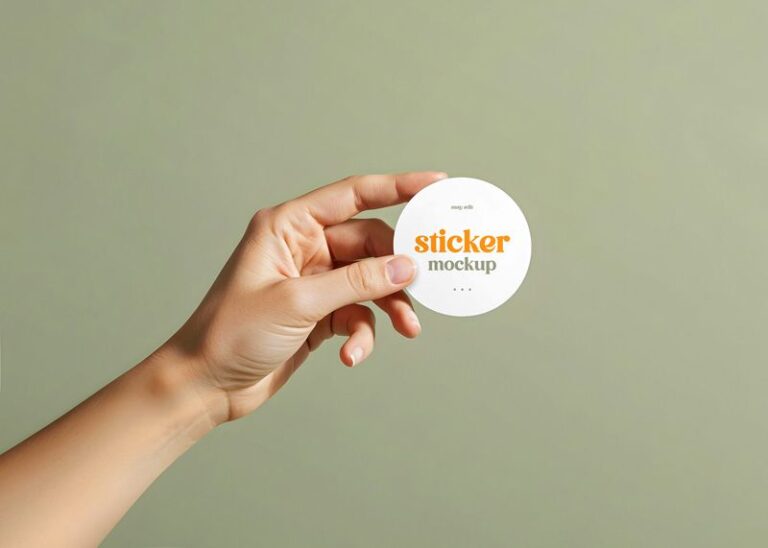 Free Round Sticker Mockup - Free mockup