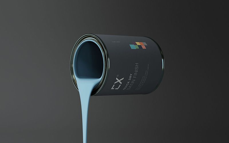 Pouring Paint Metal Bucket Mockup