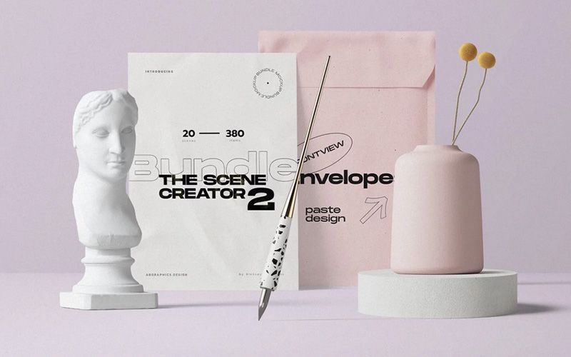 Free Envelope And Papers With Bust Mockup