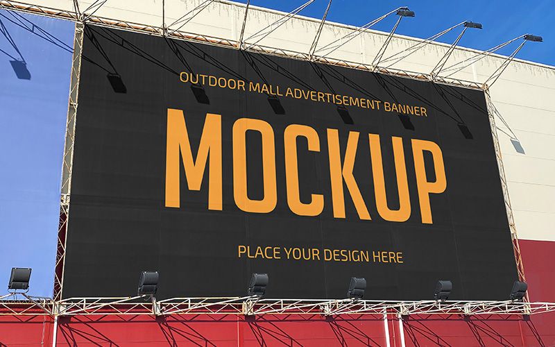 Free Outdoor Mall Advertisement Banner Mockup