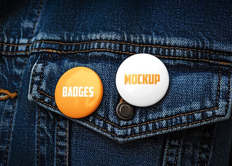 Free Pin Button Badges Mockup