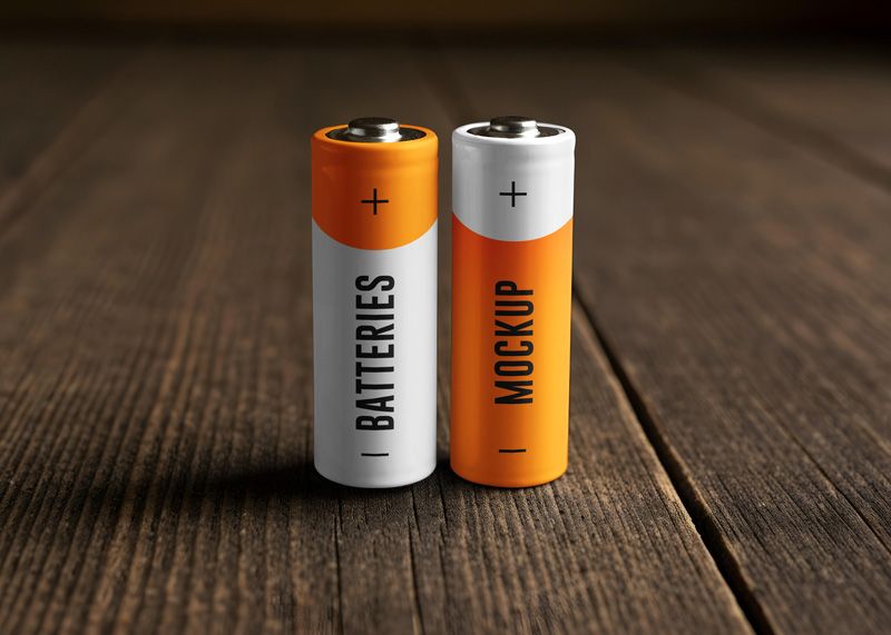 Free Two AA Batteries Mockup