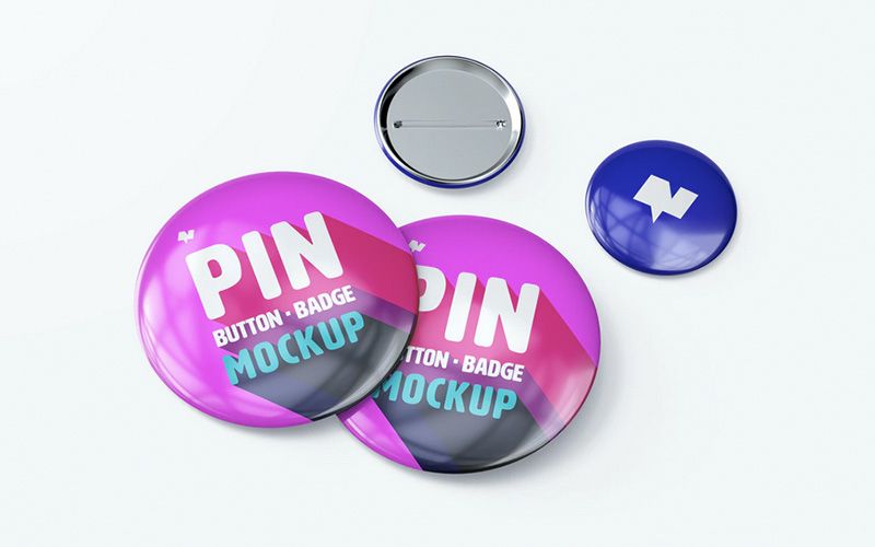 Free Pin Button Badges Mockup