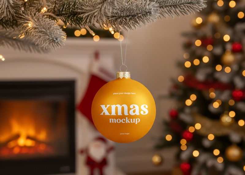 Free Christmas Ball Mockup
