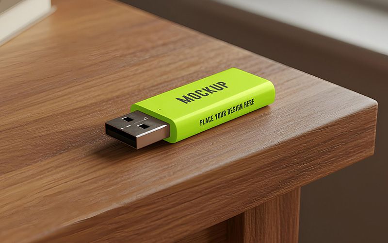Free Modern Flash Drive USB Mockup