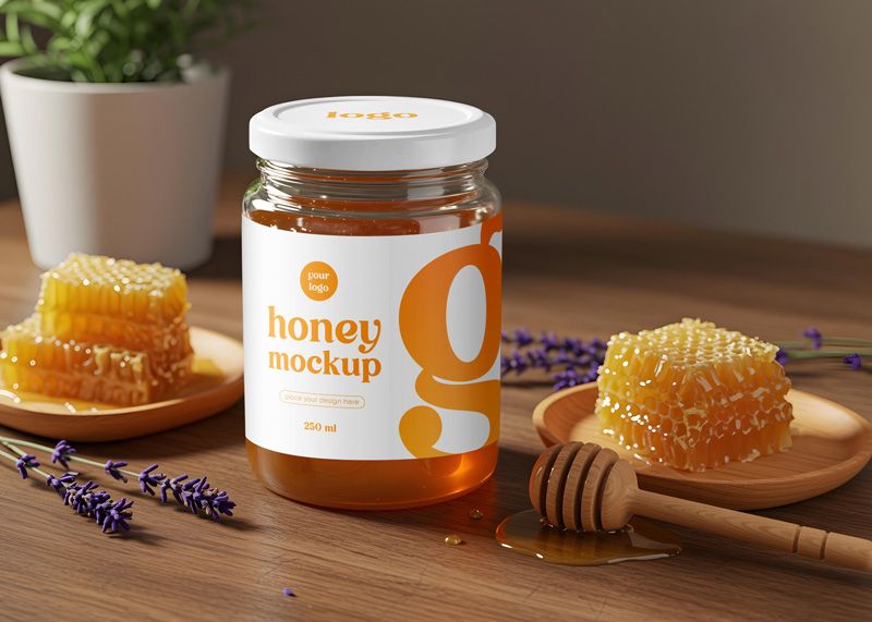 Free Pure Honey Jar Mockup