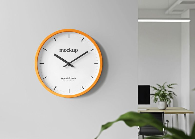 Free Rounded Clock Mockup