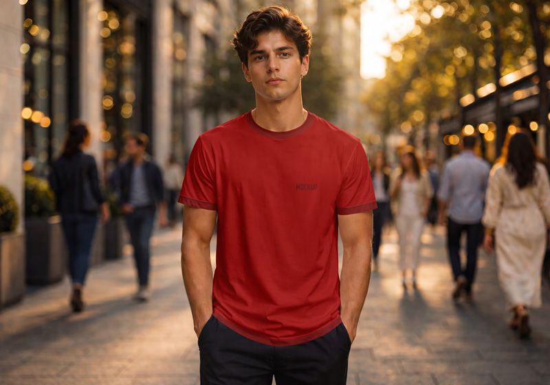 Street Cool Boy wearing T-Shirt Mockup
