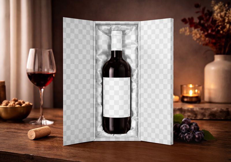 Opened Wine Box Mockup Easy Edit