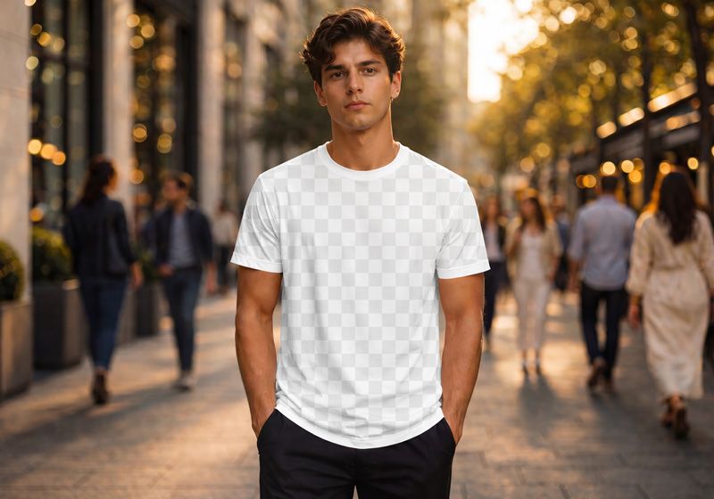 Street Cool Boy wearing T-Shirt Mockup Easy Edit