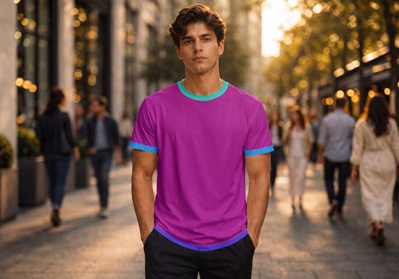 Street Cool Boy wearing T-Shirt Mockup Edit Colors