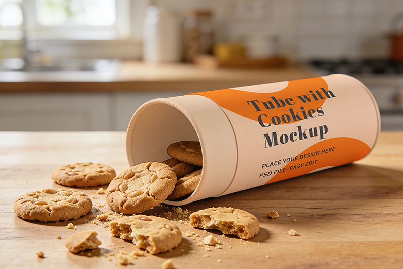 Free Tube Mockups with Cookies
