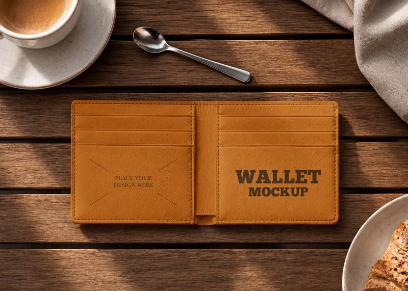 Free Open Wallet Mockup