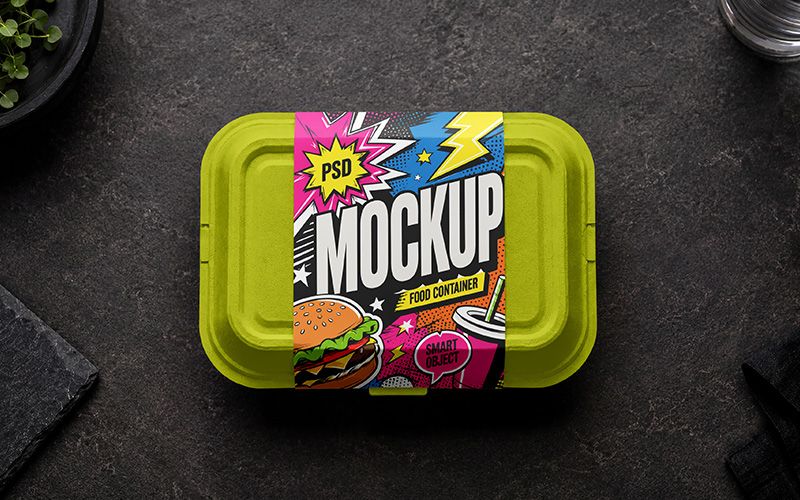 Free Disposable Food Container Mockup