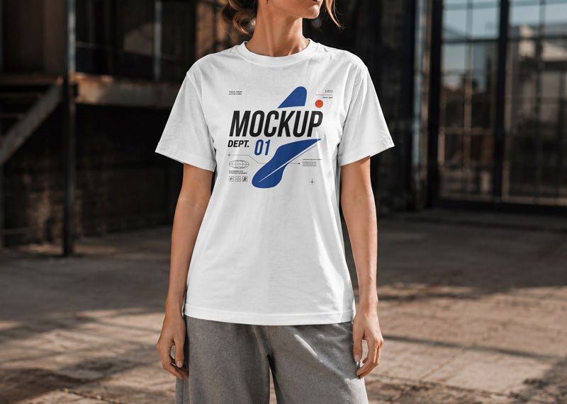 Woman in T-shirt Mockup - Free Mockup