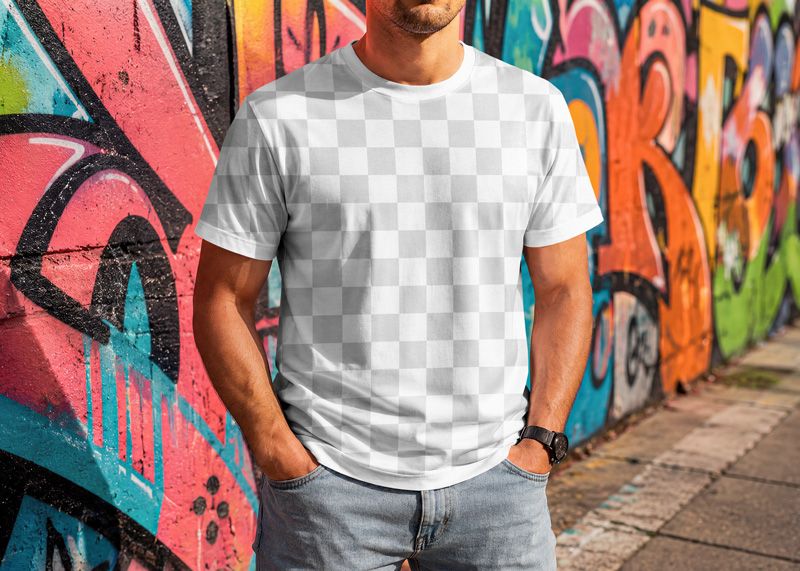 Free male t-shirt mockup PSD for presenting logos, slogans, bold typography, badges, and oversized chest prints.