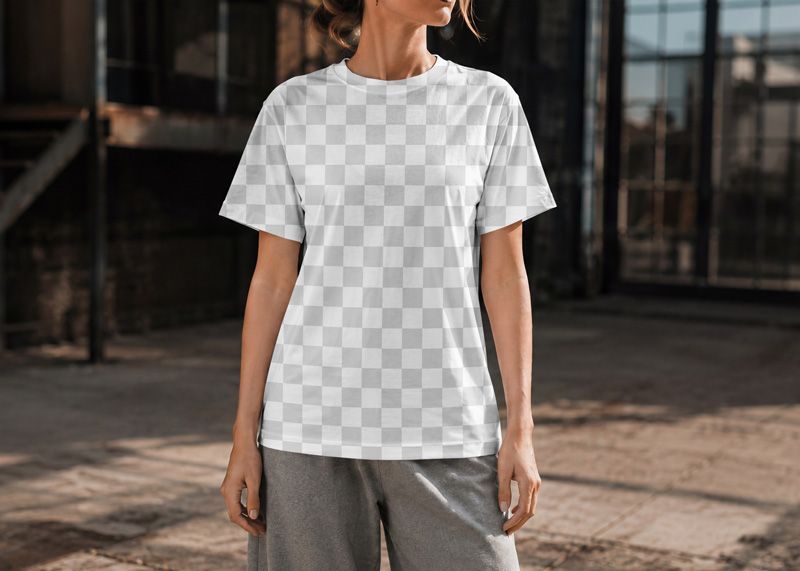 Woman in T-shirt Mockup - Free Mockup Easy Edit