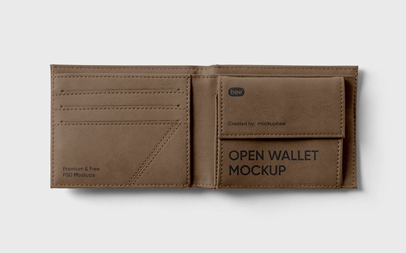 Free Open Wallet Mockup