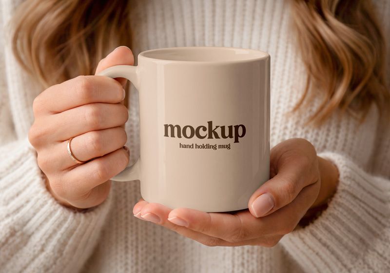 Hand Holding Mug Mockup