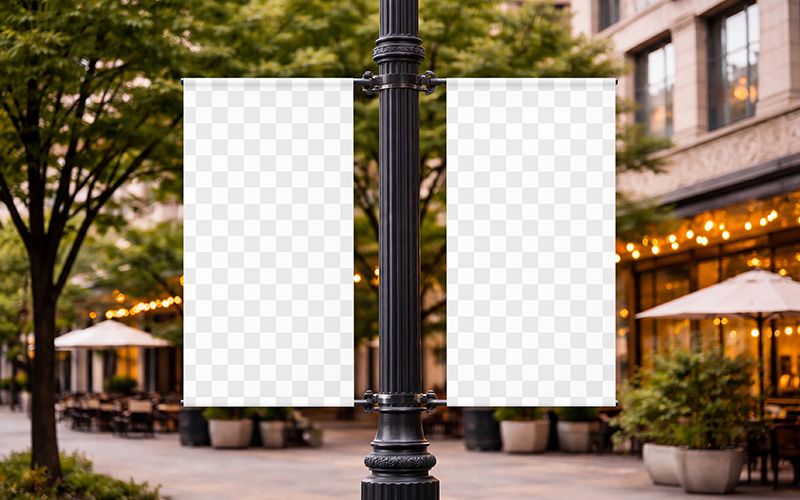 Free Advertising Lamp Post Banner Mockup Easy Edit
