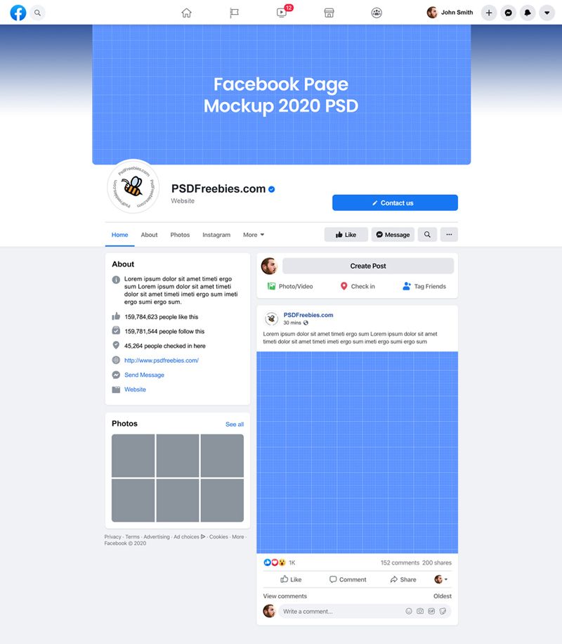 Free Facebook Page Mockup 2020 PSD
