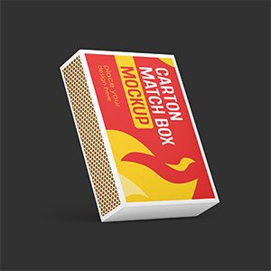 Free Carton Match Box Mockup Small