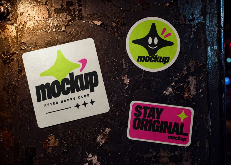 Free Urban Stickers Mockup PSD Set