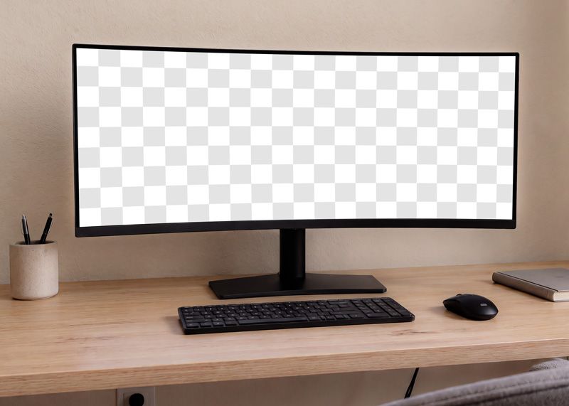 Free Ultra Wide Curved LED Screen Mockup PSD Easy Edit