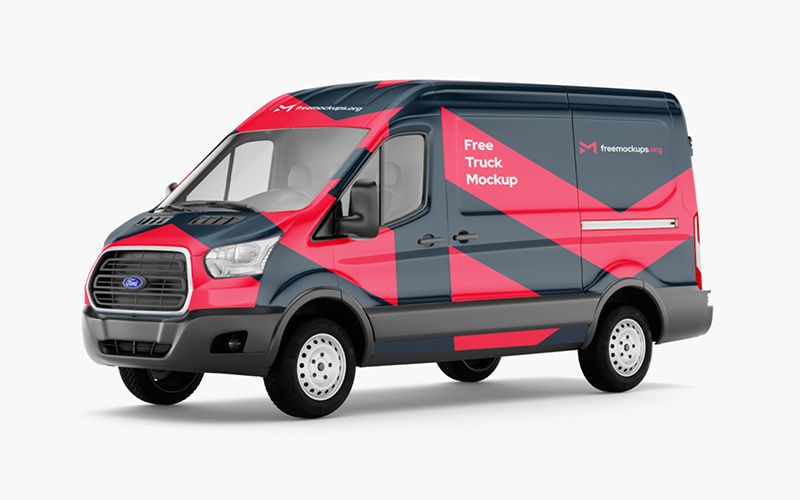 Free Ford Transit Truck Mockup – Front Left View