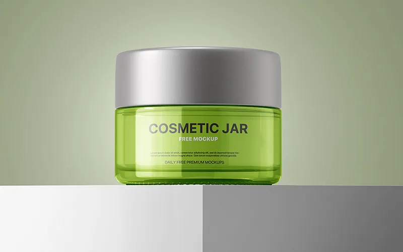 Free Cosmetic Clear Round Jar Mockup