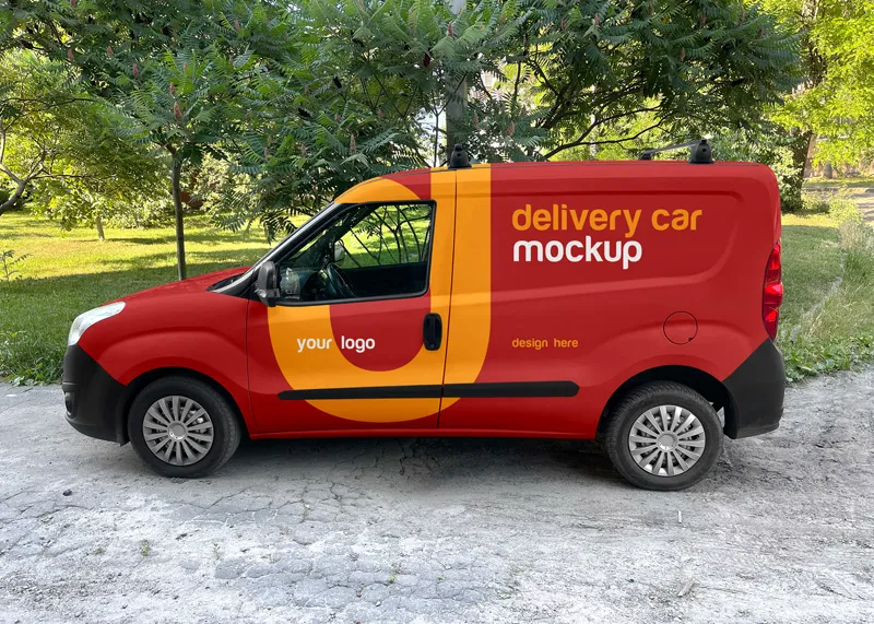 Free Delivery Car Mockup
