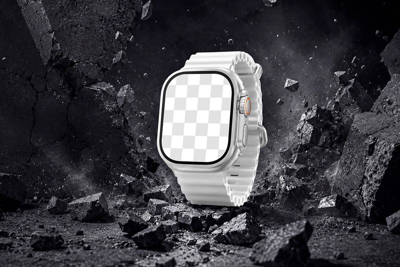 Apple Watch Ultra 2 style rugged smartwatch mockup set easy edit