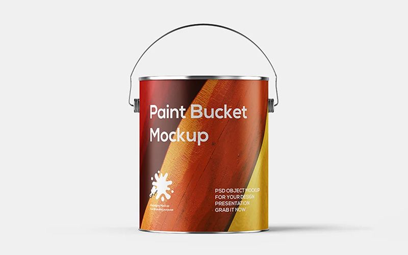 Metallic Matte Paint Bucket - Free Mockup