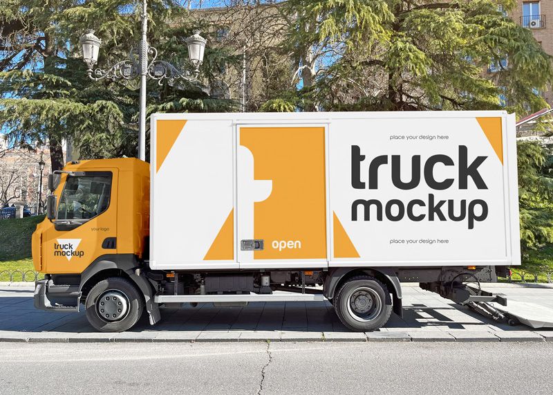 Free Transport Truck Mockup