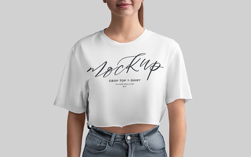 Free Mockup Crop Top Woman T-shirt