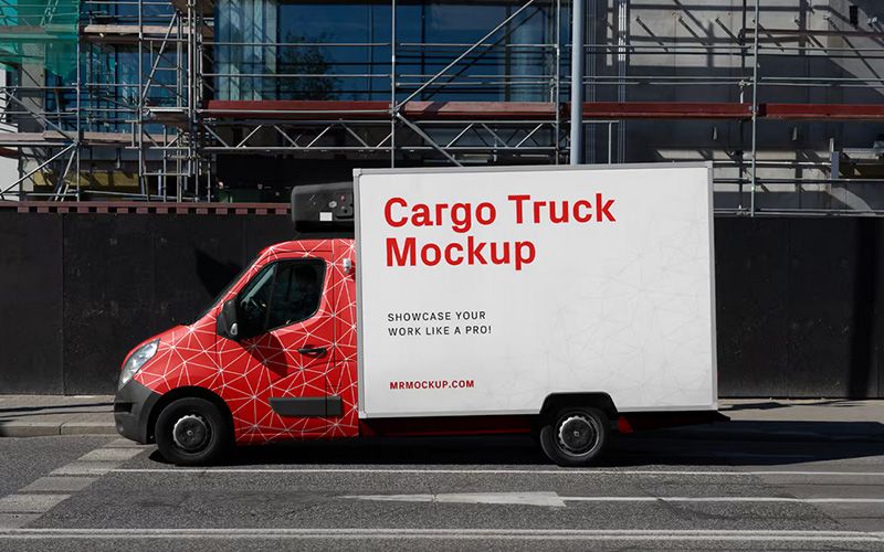 Free Small Cargo Truck Mockup