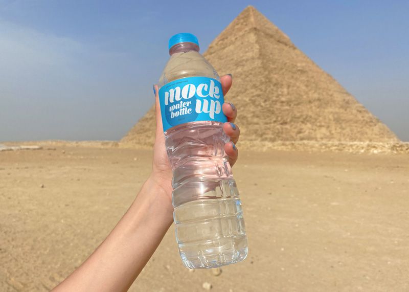 Free Plastic Water Bottle in Desert Mockup 1