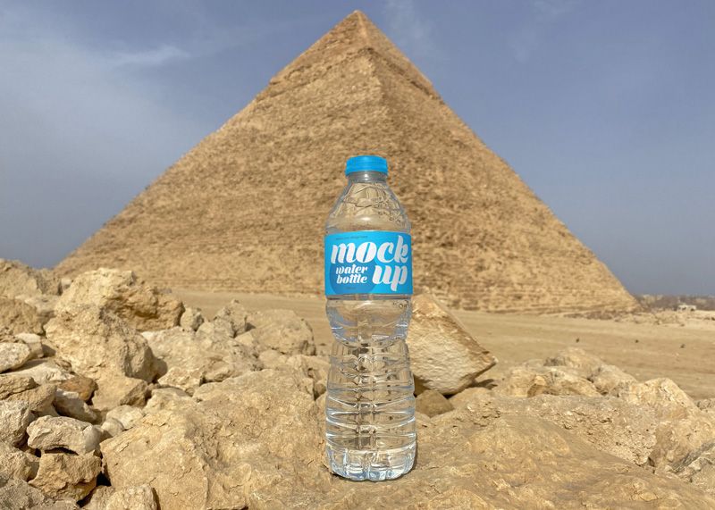 Free Plastic Water Bottle in Desert Mockup 3