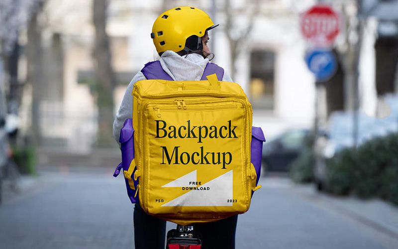 Free Delivery Backpack Mockup