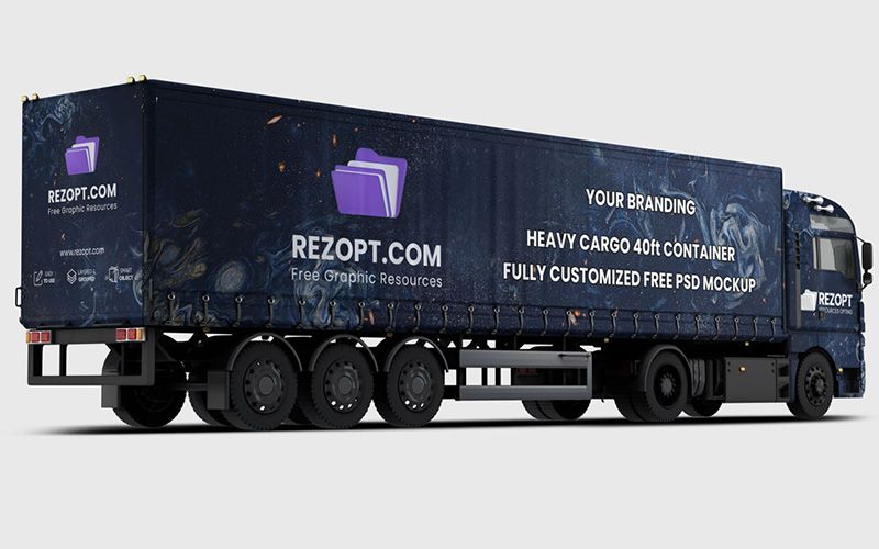 Free Heavy Cargo 40ft Container Mockup