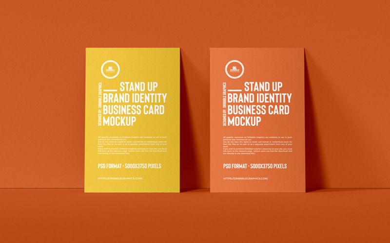 Free Stand Up Brand Identity Business Card Mockup
