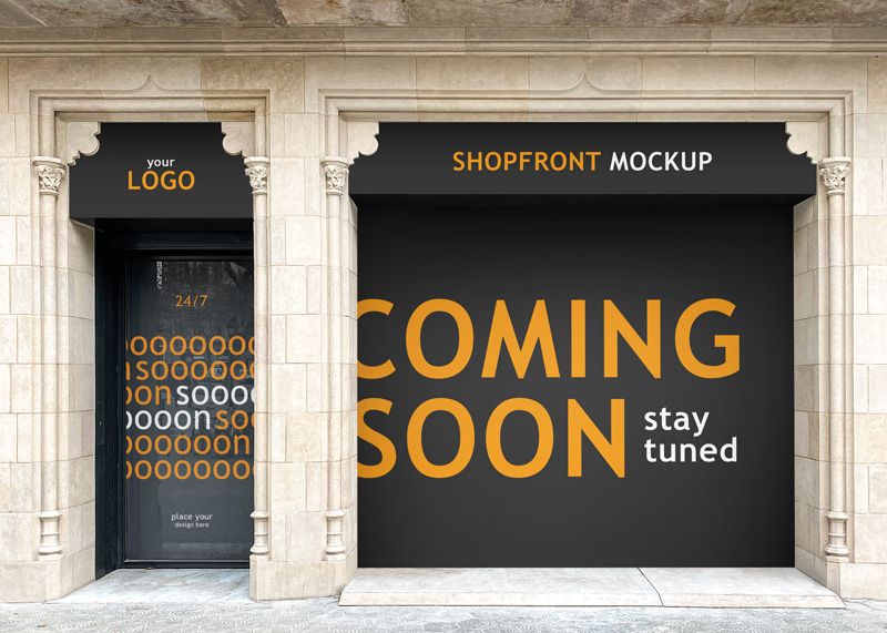 Free Coming Soon Shopfront Mockup