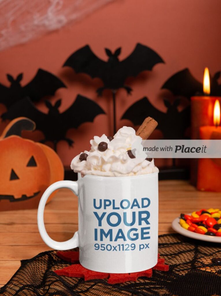 Free Halloween Mockup Featuring an 11 oz Coffee Mug