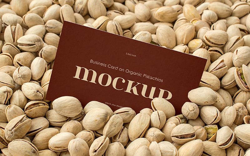 Free Business Card Mockup on Organic Pistachios 2