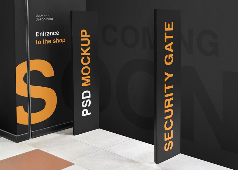 Free Shop Security Gate Cover Mockup