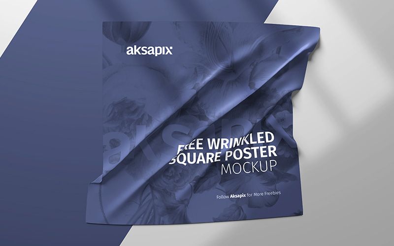 Free Wrinkled Square Poster Mockup