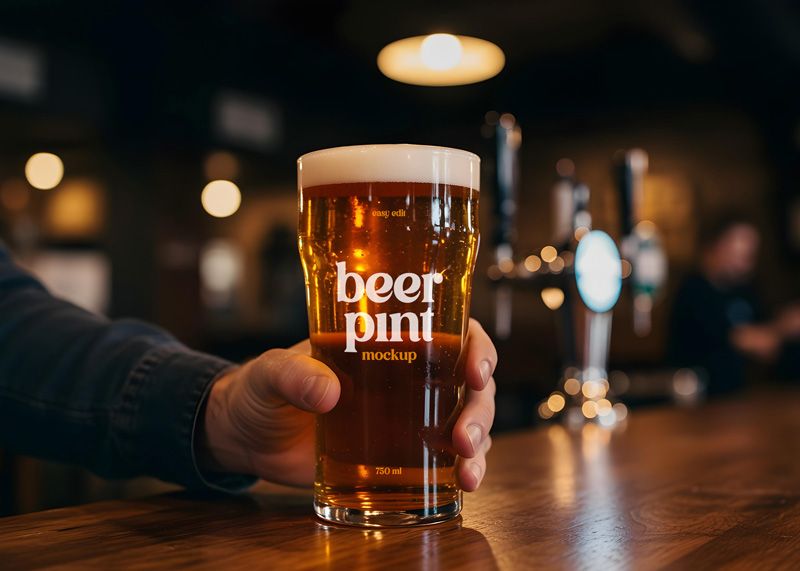 Free Beer Pint Mockup
