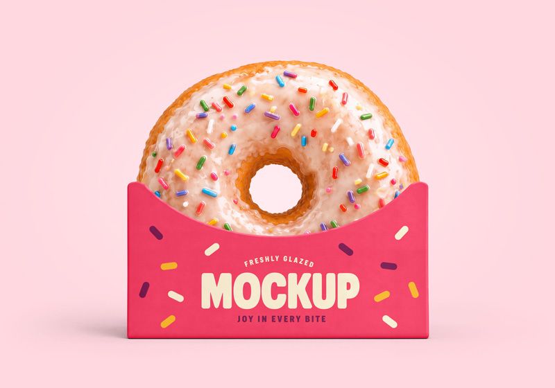 Free Donut With Holder Mockup