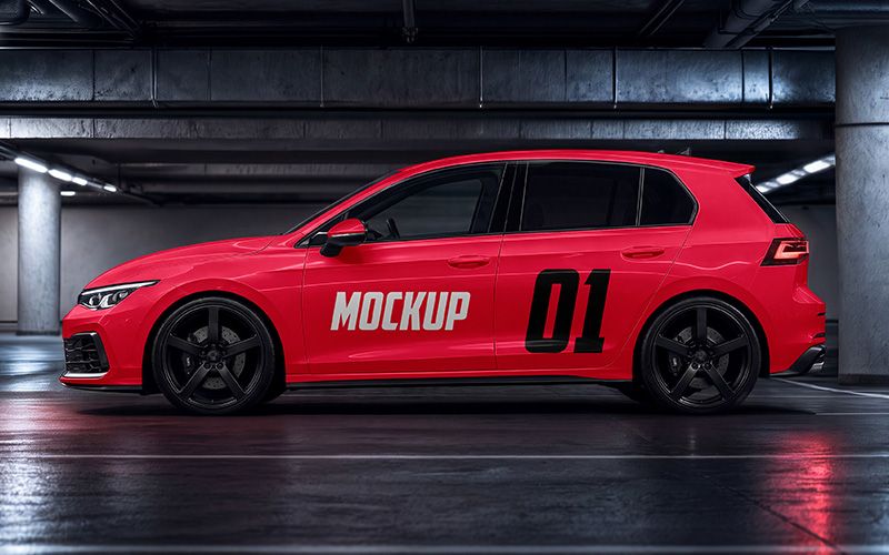 Free Hatchback Car Mockup
