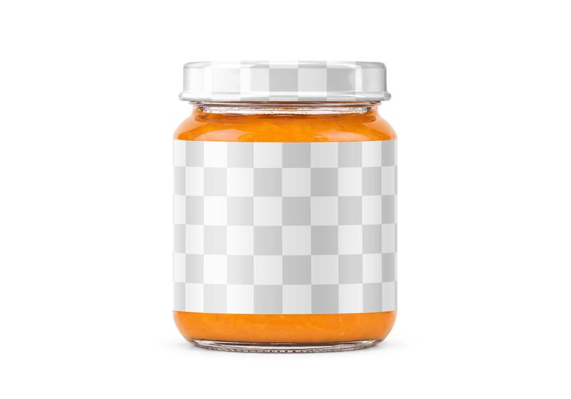 Baby Food Pumpkin Puree Glass Jar Mockup Easy Edit